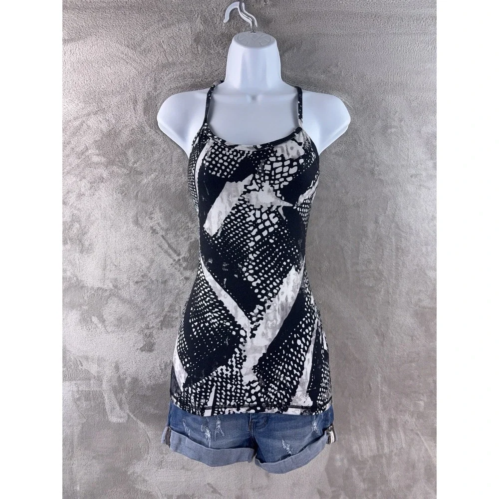 Lululemon Power Y Tank Top Womens‎ Size 4 Black White Geographic Performance